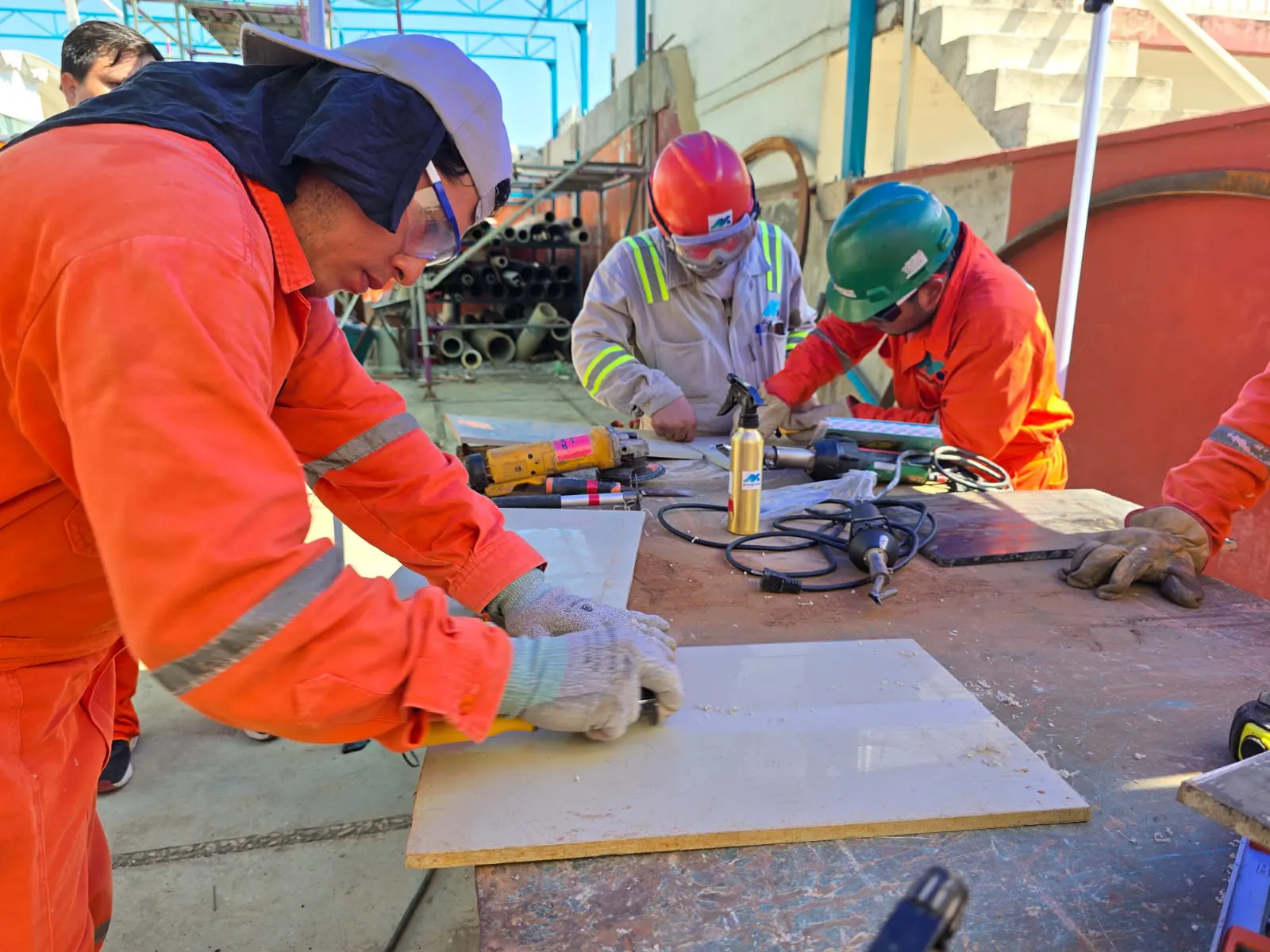 Equipo de termofusión en operación